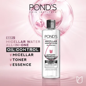 POND'S Micellar Water Untuk Kulit Berjerawat Dan Berminyak Vitamin Charcoal 100 Ml