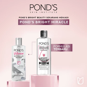 POND'S Micellar Water Untuk Kulit Berjerawat Dan Berminyak Vitamin Charcoal 100 Ml