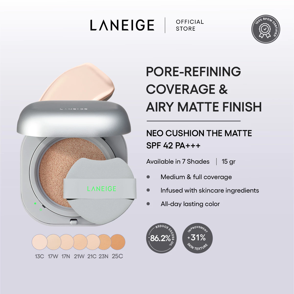 LANEIGE Neo Cushion The Matte SPF 42 PA+++ 15g - foto 1