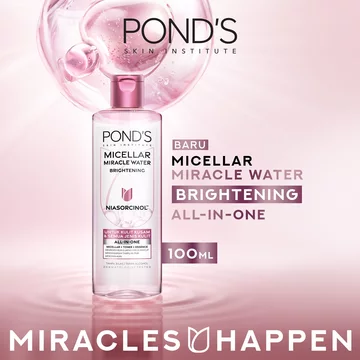 POND'S Micellar Water Brightening Rose Dengan Niacinamide Dan Vit C 100ml