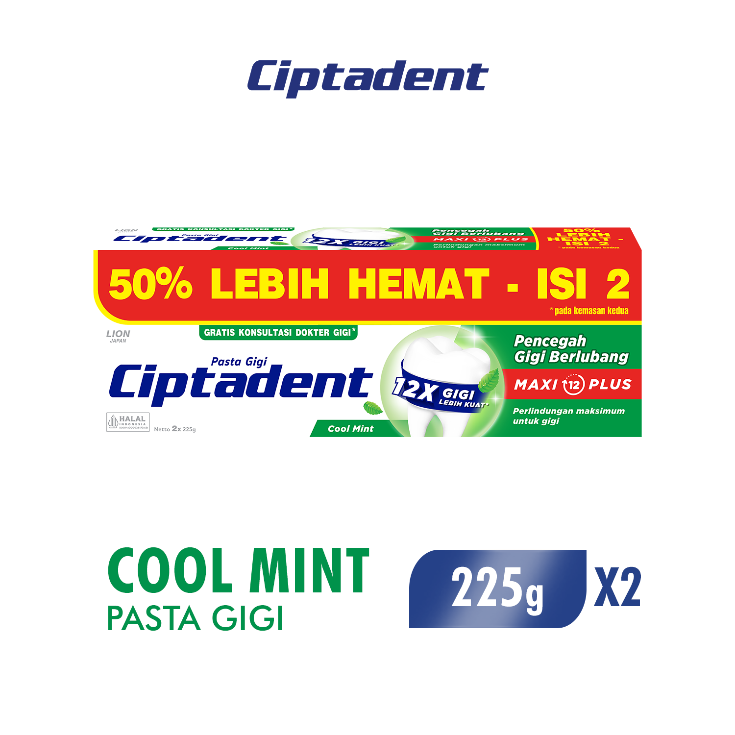 Ciptadent Pasta Gigi Maxi 12 Tube 225 gr (isi 2)