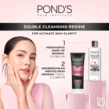 POND'S Micellar Water Untuk Kulit Berjerawat Dan Berminyak Vitamin Charcoal 100 Ml