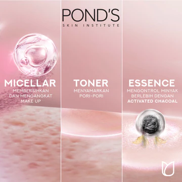 POND'S Micellar Water Untuk Kulit Berjerawat Dan Berminyak Vitamin Charcoal 100 Ml