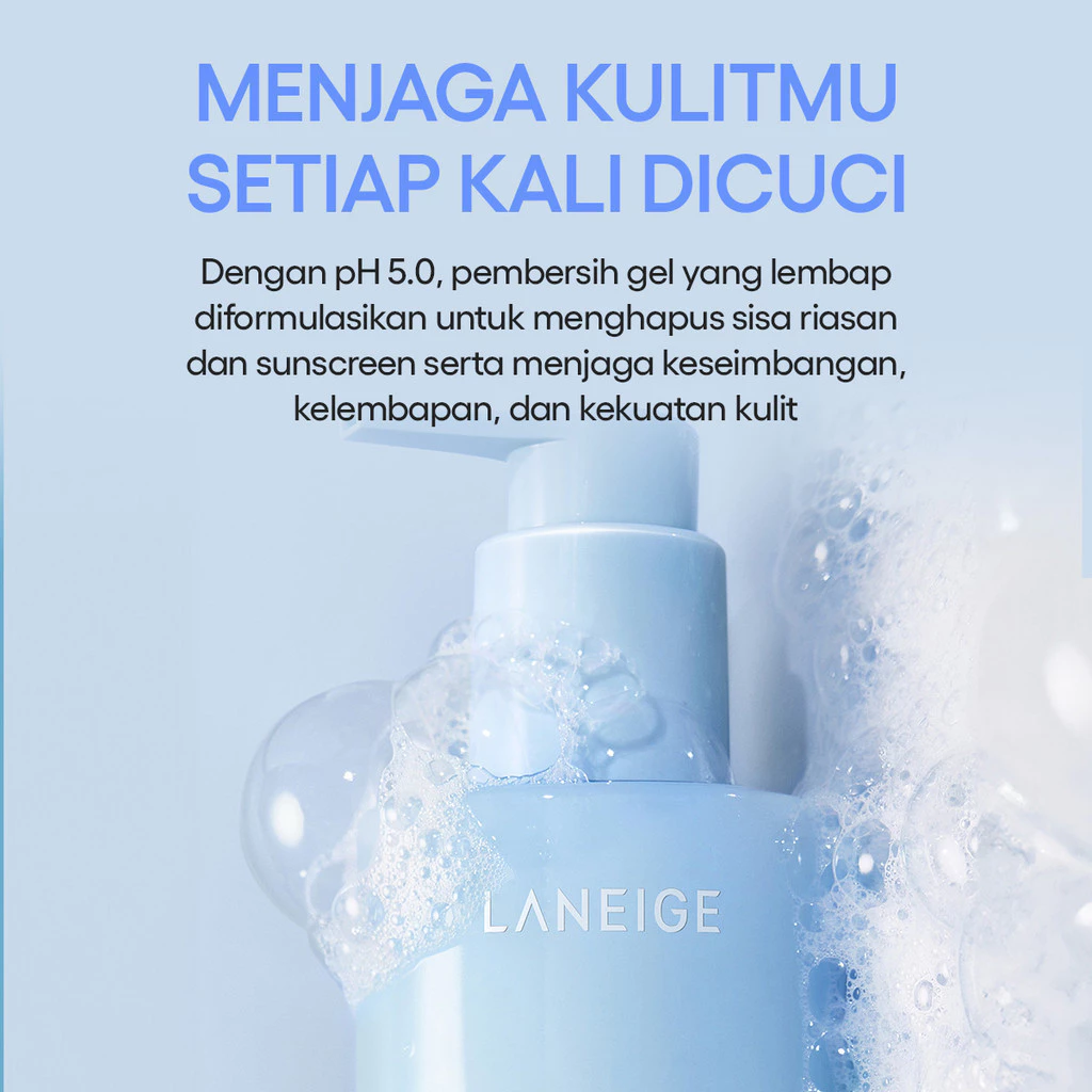 LANEIGE Water Bank Gentle Gel Cleanser 250 mL - Facial Wash Untuk Kulit Terhidrasi, Pembersih Wajah Kulit Sensitif - foto 1