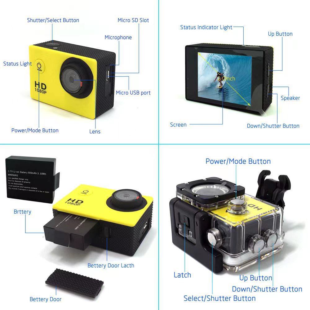 Jual (COD,dalam Stok)Sports Camera Kogan 4K Ultra Full HD DV 20MP Wi-Fi ...