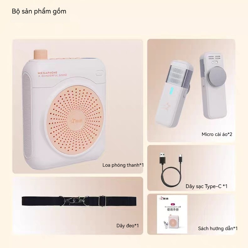 Loa Trợ Giảng Không Dây X1, 2 Micro Cài Áo Nam Châm, Pin 16H Chống Hú Cho Giáo Viên (BH 6T) mở thumbnail 8