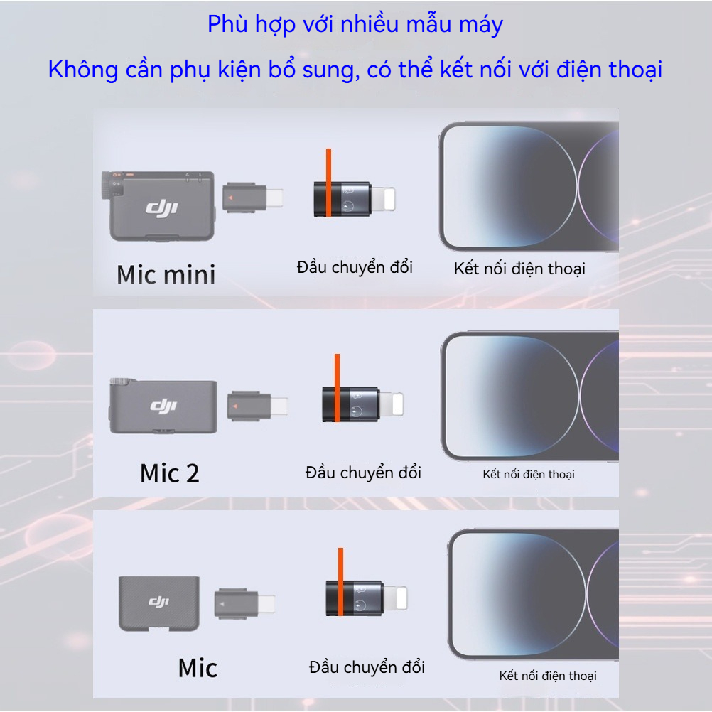 Đầu Chuyển Đổi Type-C Sang Táo Hỗ Trợ Micro Thu Âm DJI Mic Mini - Dây Silicon Chống Mất Tiện Lợi thumbnail 2