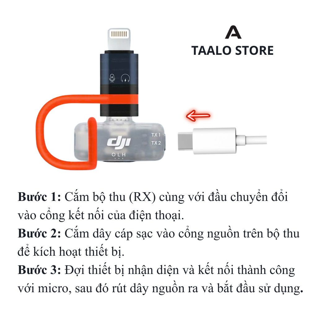 Đầu Chuyển Đổi Type-C Sang Táo Hỗ Trợ Micro Thu Âm DJI Mic Mini - Dây Silicon Chống Mất Tiện Lợi thumbnail 3