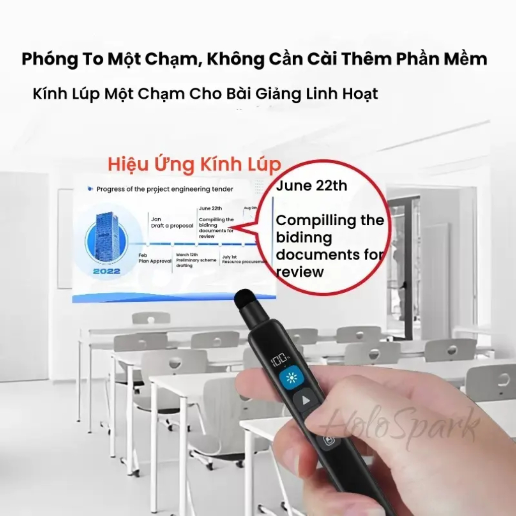 Bút Trình Chiếu Đa Năng TAALO STORE LC138S - Tích Hợp Chuột Bay, Kính Lúp, Màn Hình LED, Que Chỉ Màn Hình Cảm Ứng thumbnail 4