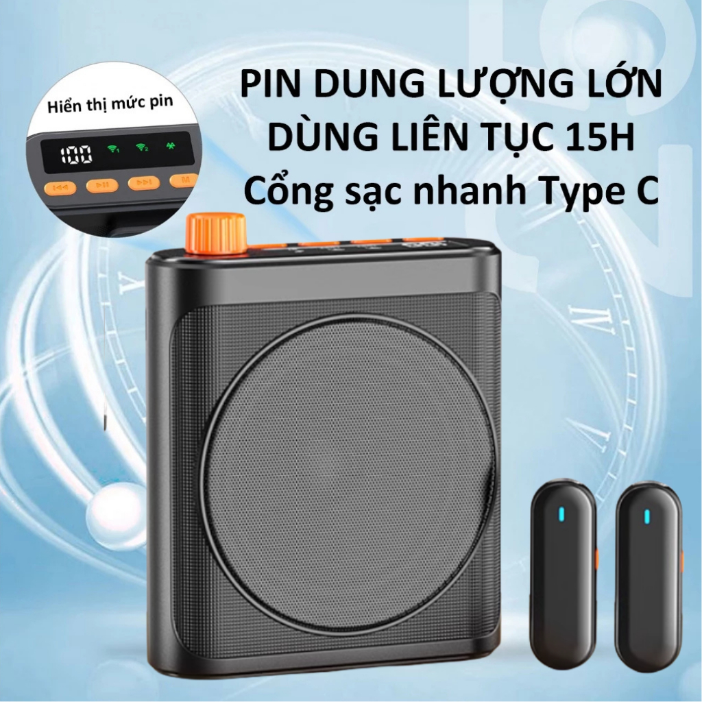 Máy trợ giảng không dây TAALO KY500 Bluetooth 5.4, 2 micro cài áo 9g siêu nhẹ chống hú rít thumbnail 2