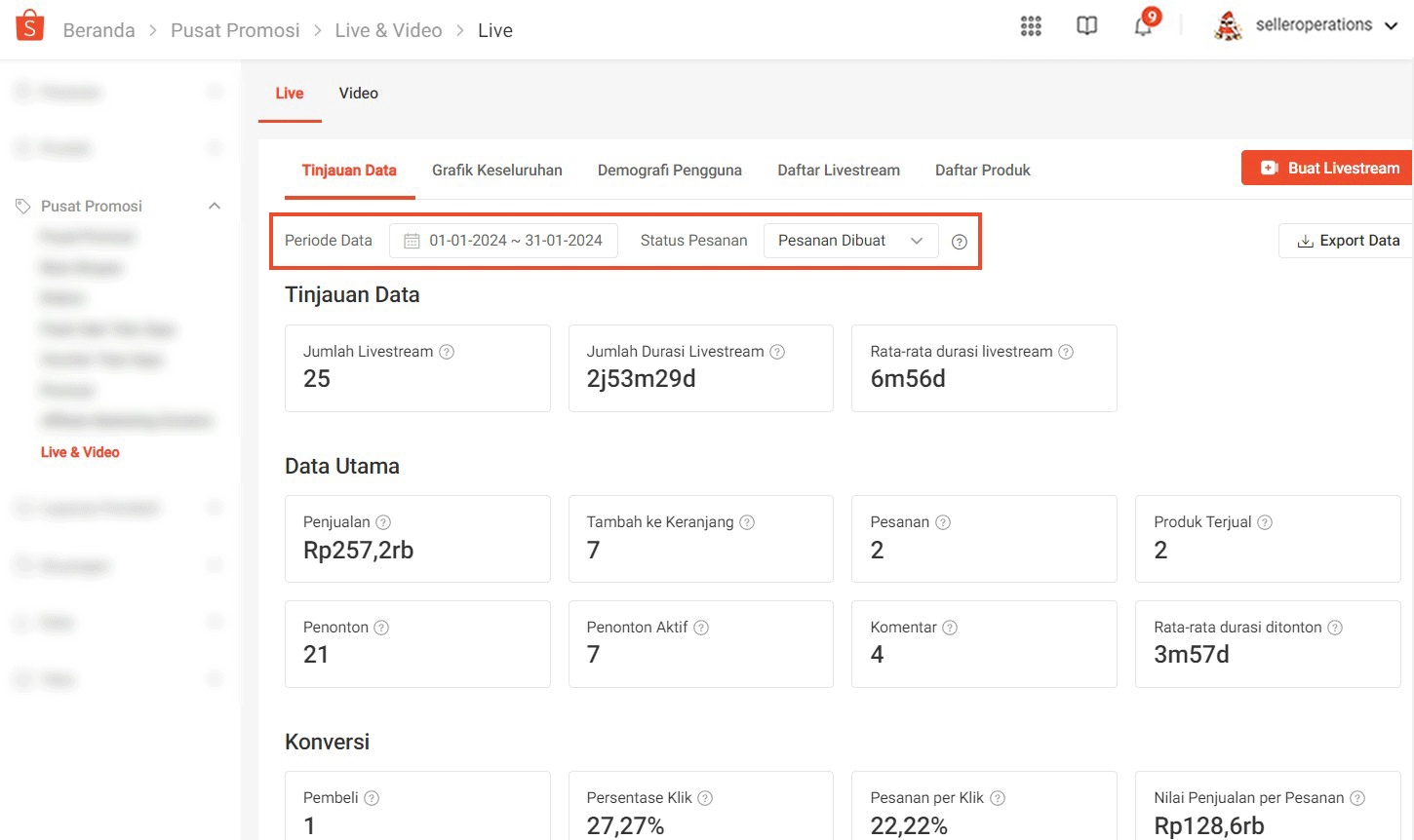 Performa dan Riwayat Live di Shopee | Pusat Edukasi Penjual Shopee