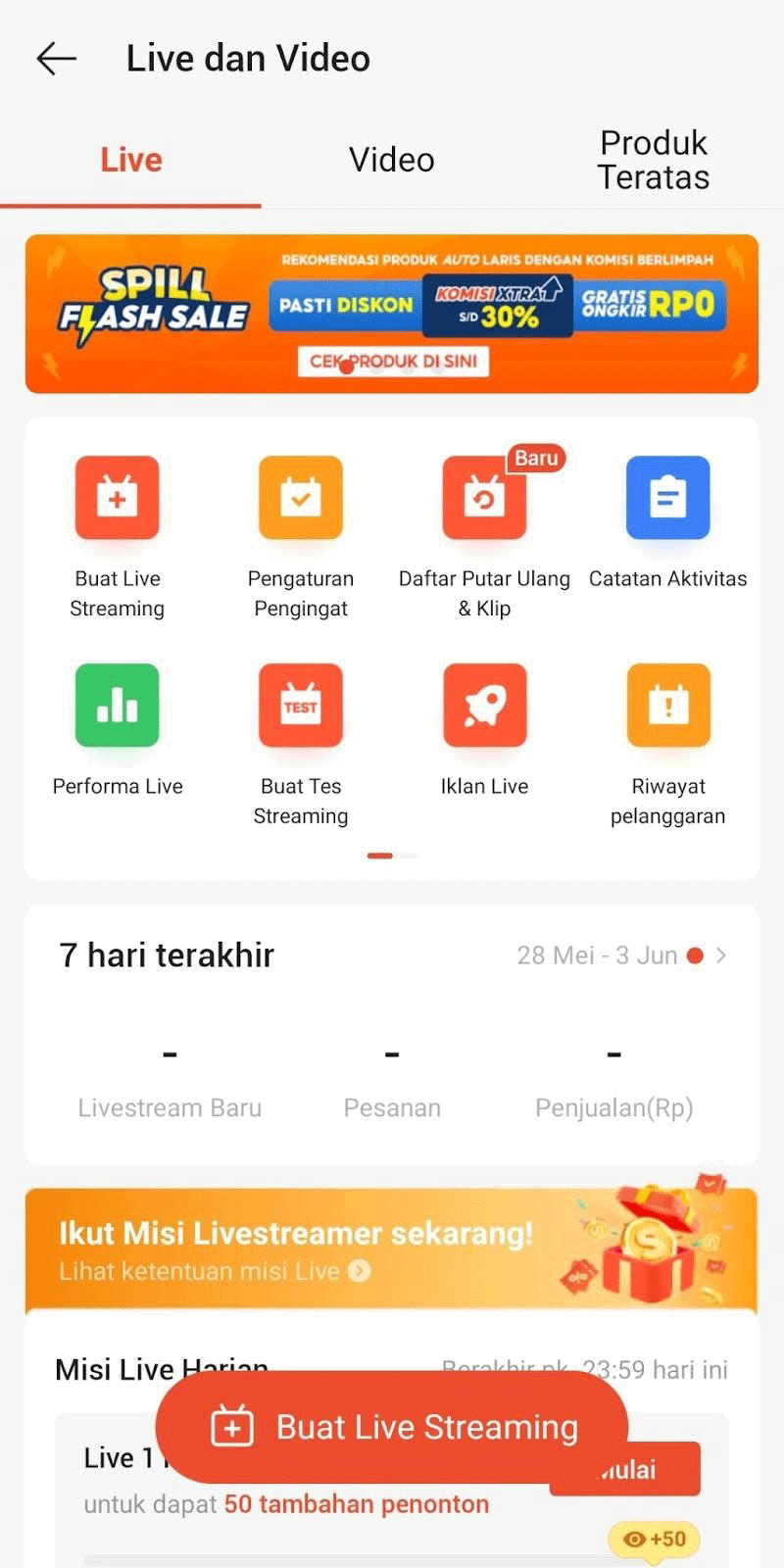 Performa dan Riwayat Live di Shopee | Pusat Edukasi Penjual Shopee