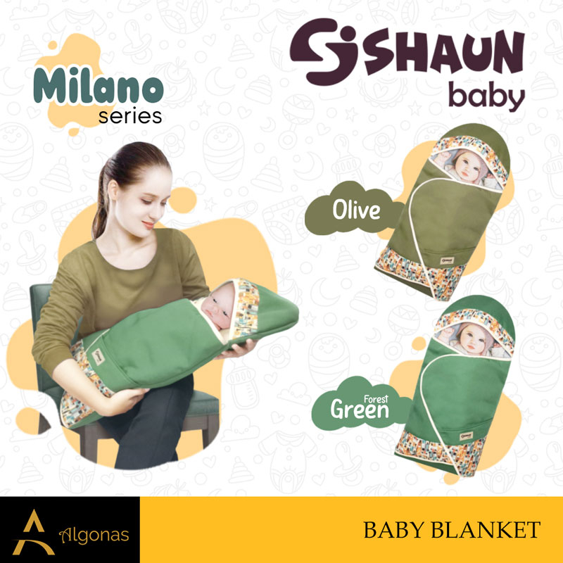 Baby Blanket Bedong Selimut Bayi dengan Penutup Kepala Milano Series ShaunBaby Bahan Katun