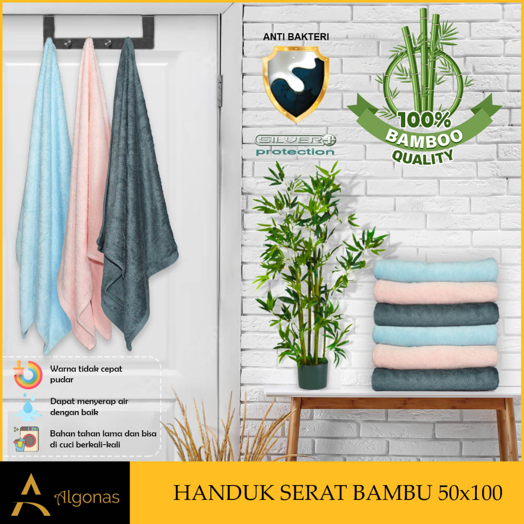 Handuk Mandi Serat Bambu Asli dengan Anti Bakteri Alami 100% Original