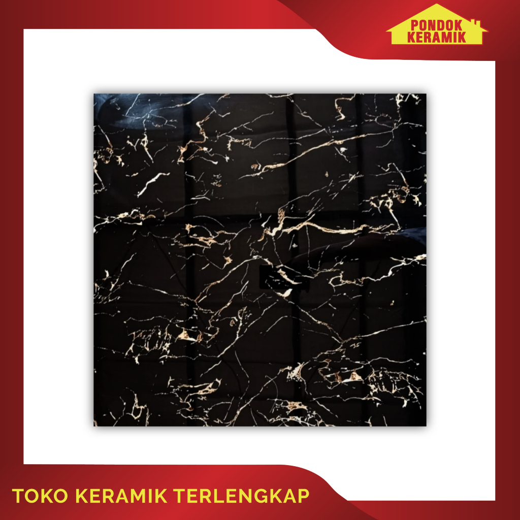 Granit Lantai Ceranosa Marble Glossy 60x60 3609955 Linea Dante Hitam Gold