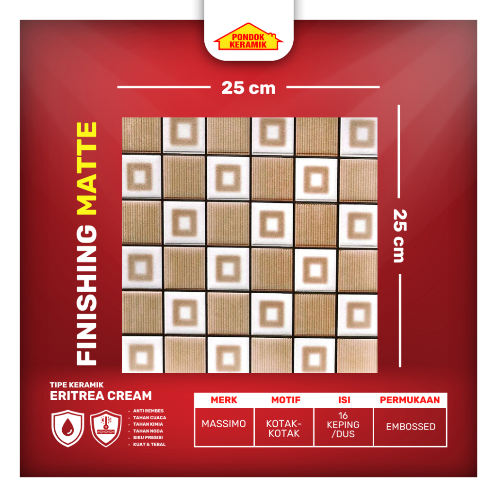 Keramik Lantai 25x25 Eritrea Cream Anti Slip Keramik Kamar Mandi / Keramik Garasi