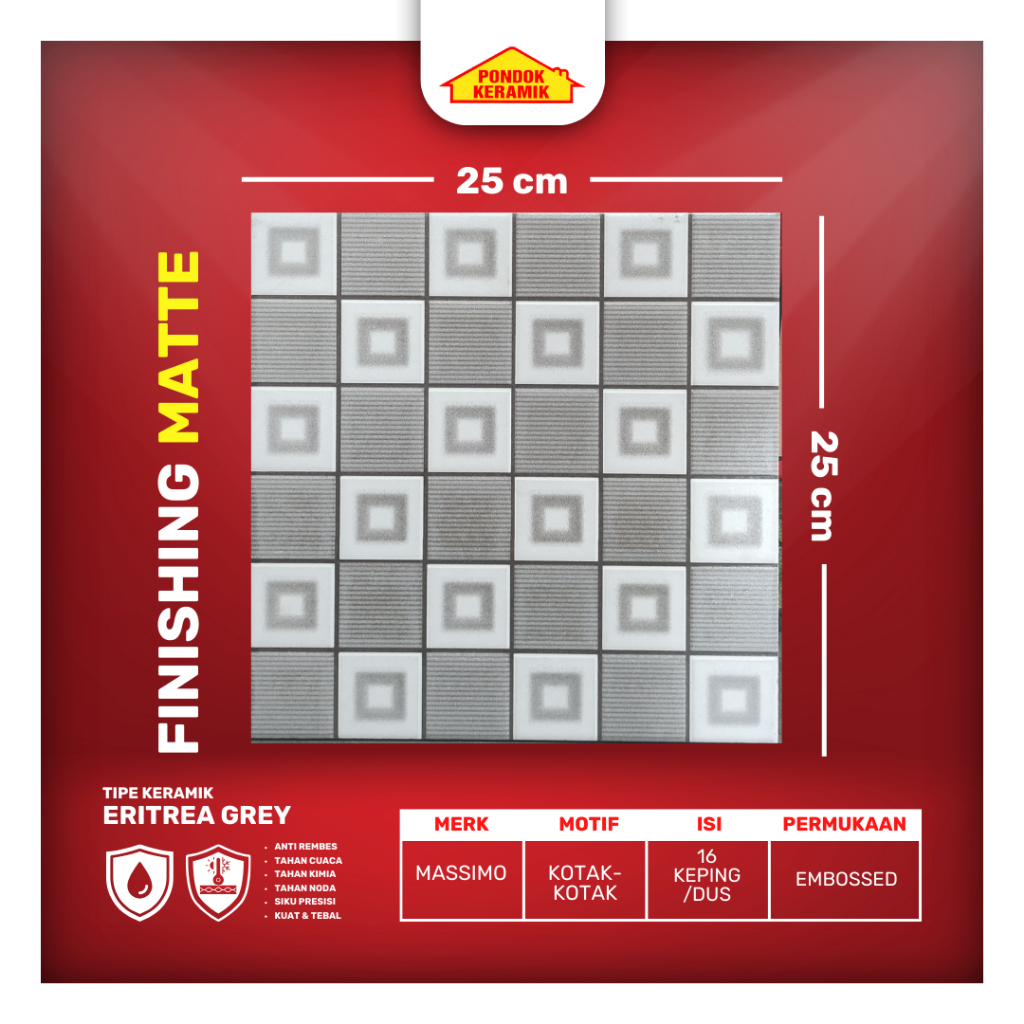 Keramik Lantai 25x25 Eritrea Grey Anti Slip Keramik Kamar Mandi / Keramik Garasi