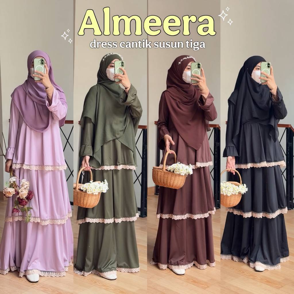 ALMEERA DRESS CANTIK SUSUN TIGA BY ARUNAOUTFIT