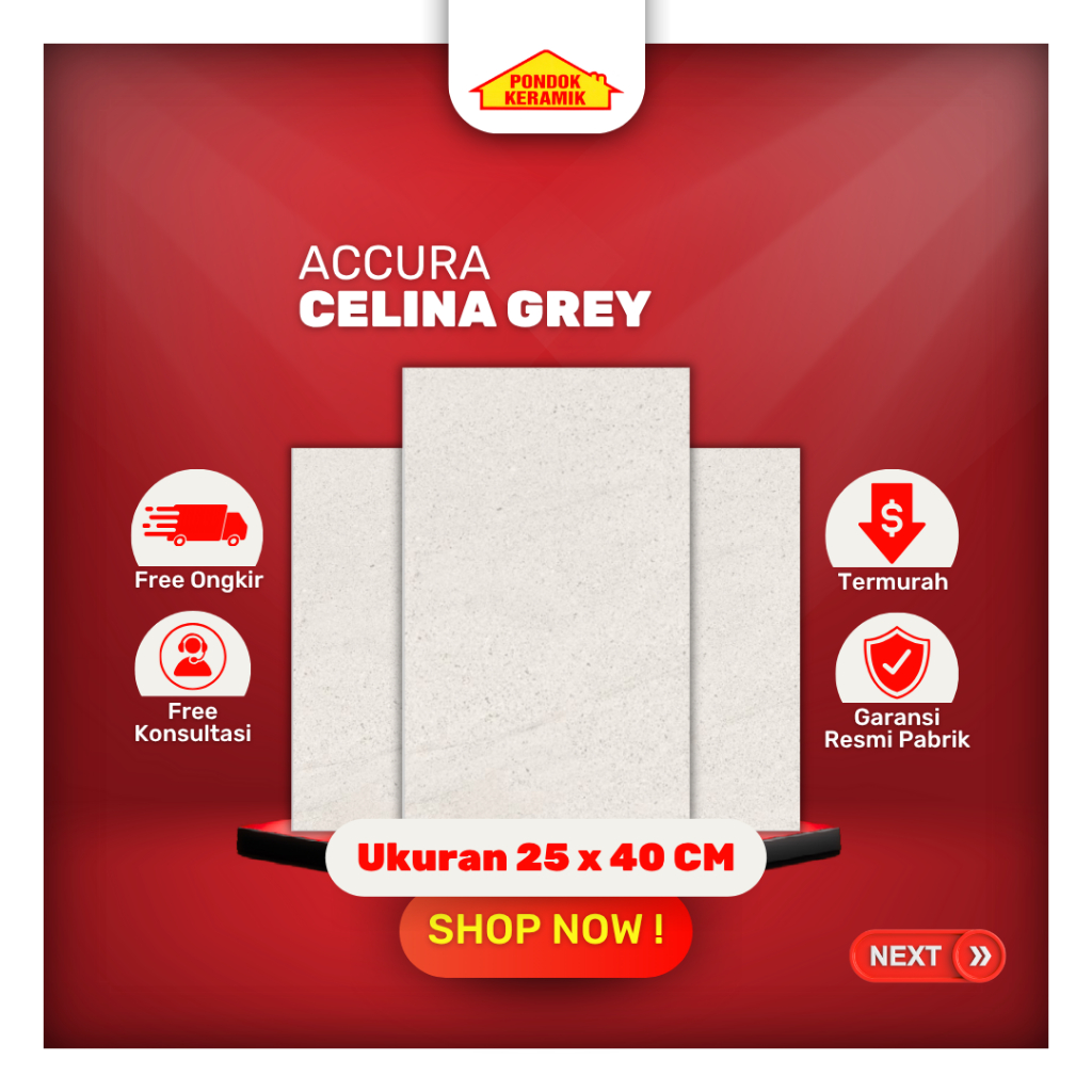 Keramik Dinding Accura 25x40 Celina Grey Glossy Flat Rata Warna Abu Motif Terazzo