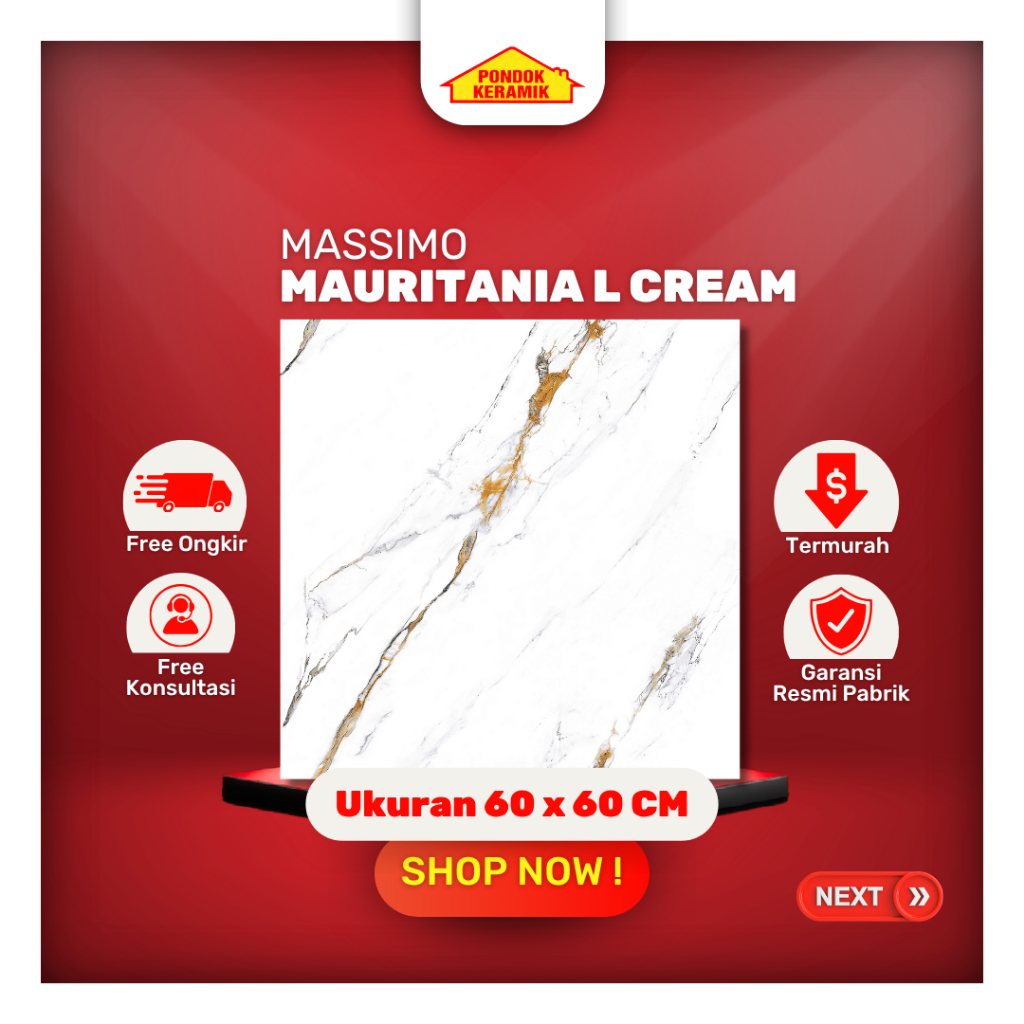 Keramik Lantai 60x60 Mauritania L Cream Glossy Motif Marble Carara Cream