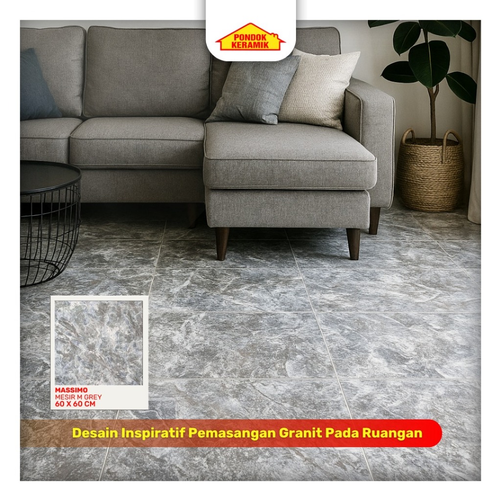 Keramik Lantai 60x60 Mesir M Grey Glossy Abu Kilap Motif Marble Marmer