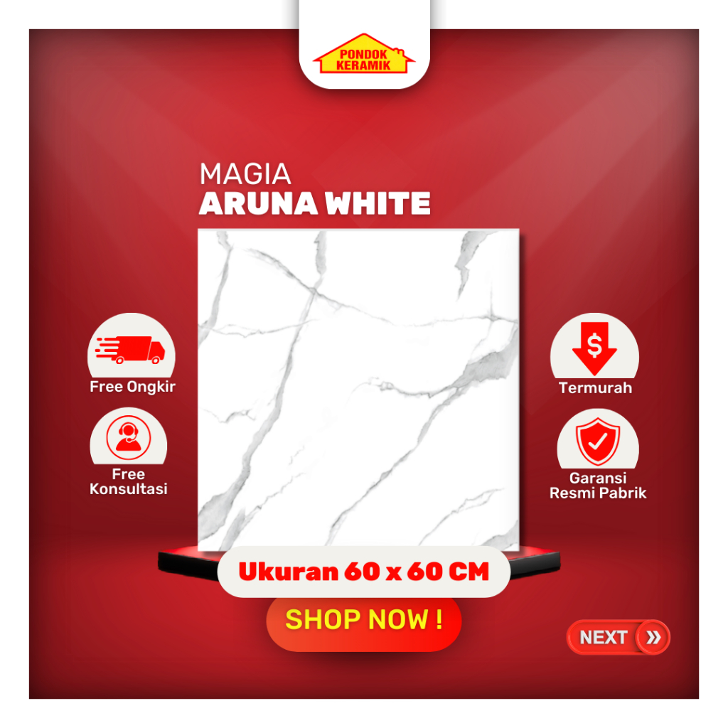 Granit Lantai Magia 60x60 Aruna White Glossy Marble Marmer Carara Putih Abu Minimalis