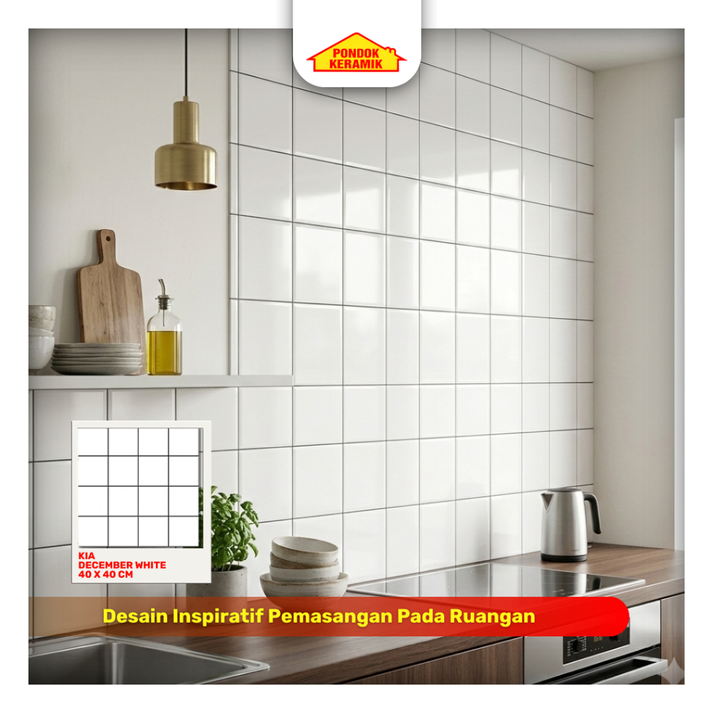 Keramik Lantai Kasar KIA 40x40 December White Motif 10x10 Nat Palsu Putih Minimalis