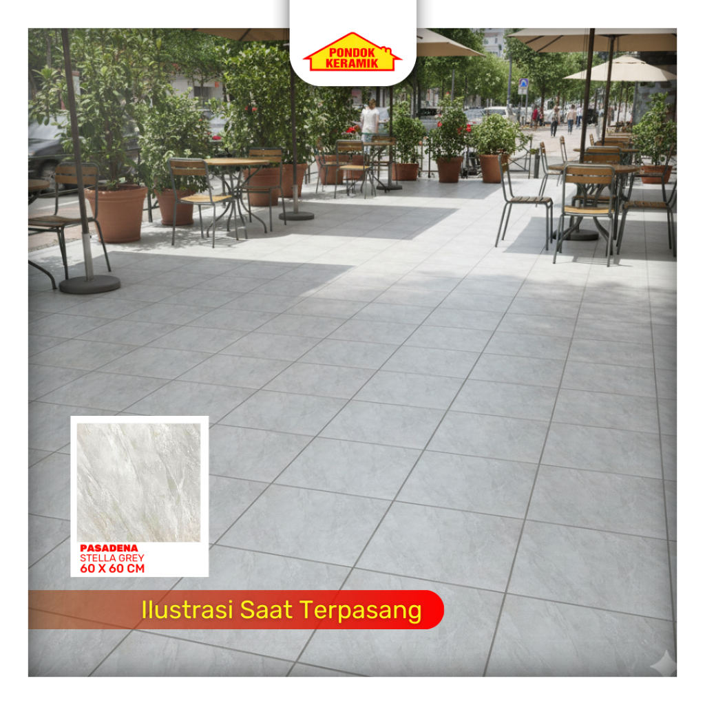 Granit Lantai Pasadena 60x60 Stella Grey Matt Satin Marble Marmer Abu