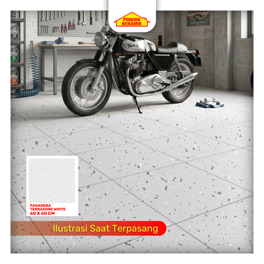 Granit Lantai Pasadena 60x60 Terrazone White Motif Cemento Industrial