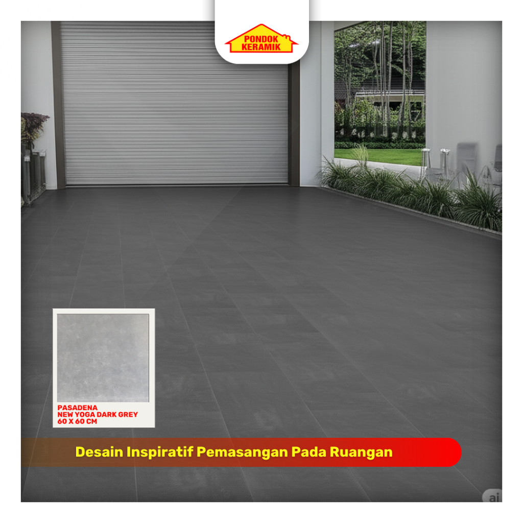 Granit Lantai Pasadena 60x60 Yoga Dark Grey Matt Motif Cemento Industrial