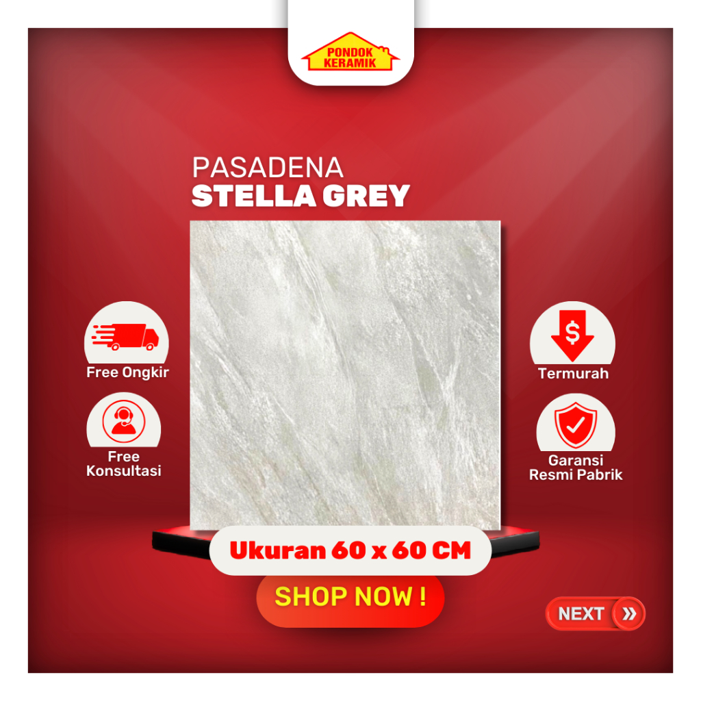 Granit Lantai Pasadena 60x60 Stella Grey Matt Satin Marble Marmer Abu