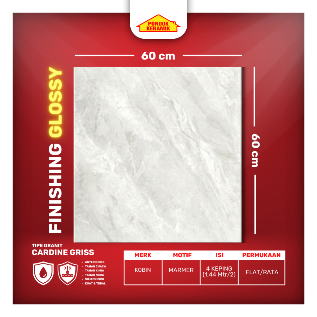 Granit Lantai Paris 60x60 Cardine Griss Glossy Abu Marble Marmer Abu Soft