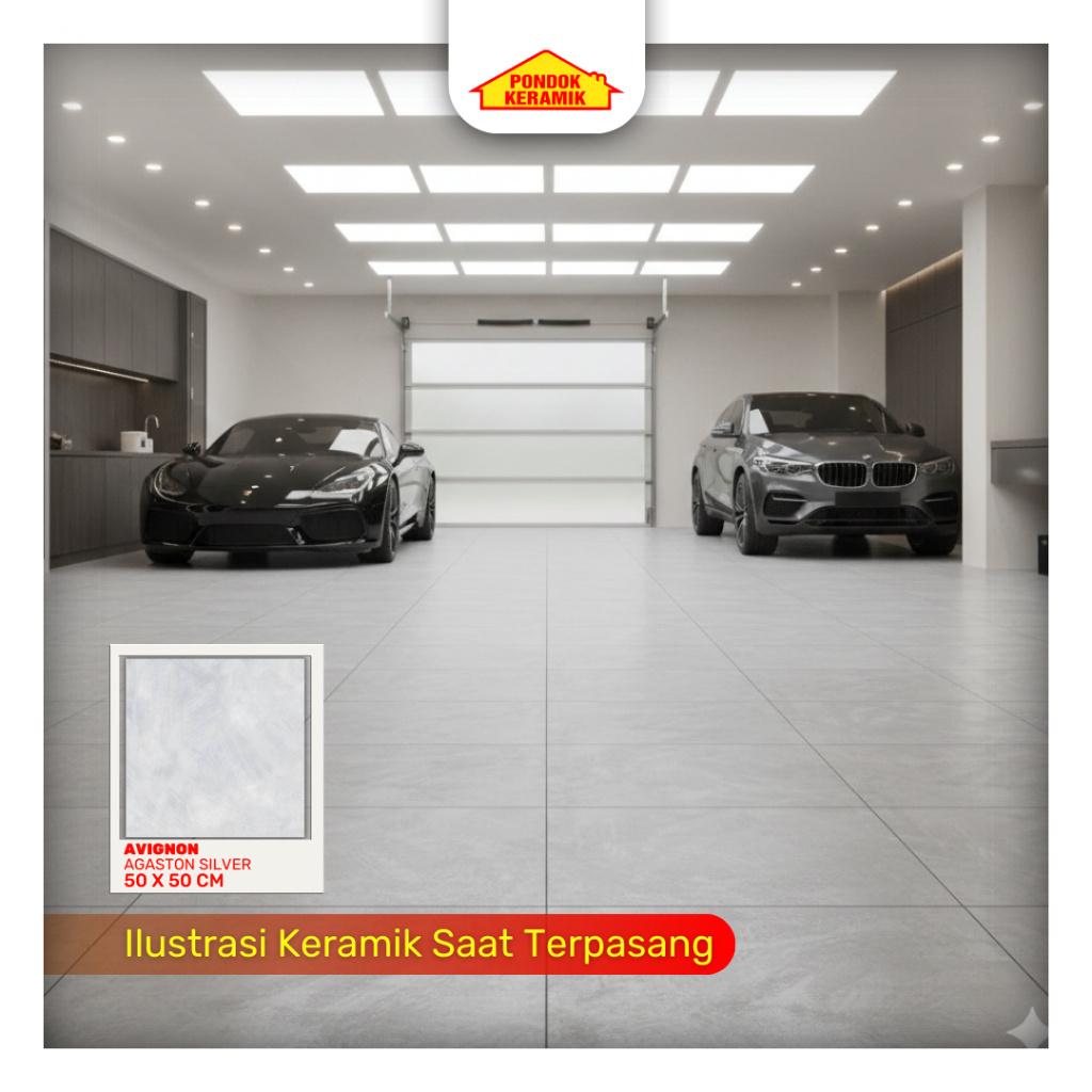 Keramik Lantai Signature 50x50 Gaston Silver Matt Abu Muda Permukaan Kasar